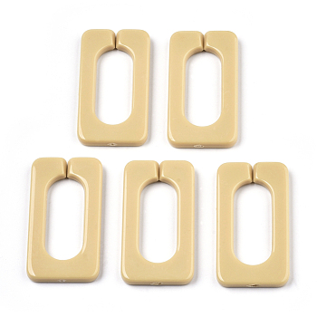 Opaque Acrylic Linking Rings, Quick Link Connectors, for Cross Chains Making, Rectangle, Wheat, 43.5x23x4.5mm, Inner Diameter: 30x12mm, about 147pcs/500g
