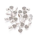 Tibetan Style Glue-on Flat Pad Bails, Lead Free & Cadmium Free & Nickel Free, Heart, Antique Silver, 16x8x1mm, Hole: 4mm(X-LF11521Y-NF)