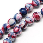 Dyed Round Synthetic Gemstone Ocean White Jade Beads Strands, Thistle, 8mm, Hole: 1mm, about 48pcs/strand, 15.5 inch(X-G-F085-8mm-01)