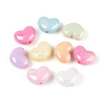 Luminous UV Plating Opaque Acrylic Beads, Iridescent, Heart, Glow in the Dark, Mixed Color, 16x21x10.5mm, Hole: 2.2mm(OACR-N154-02B-01)