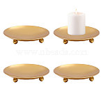 Iron Candle Holder for Christmas, Perfect Home Party Decoration, Flat Round, Golden, 110x21mm(AJEW-WH0455-382G)