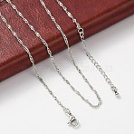 Brass Singapore Chains Necklaces for Women, with 304 Stainless Steel Lobster Clasp, Rack Plating, Lead Free & Cadmium Free, Long-Lasting Plated, Platinum, 17.83 inch(45.3cm)(NJEW-D302-34P)