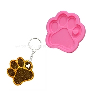 Cat Paw Print DIY Pendant Silicone Molds, for Keychain Making, Resin Casting Molds, For UV Resin, Epoxy Resin Jewelry Making, Hot Pink, 77x78x7mm(SIMO-PW0001-328A)