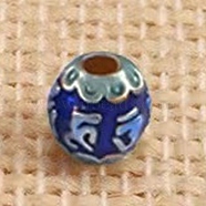 Handmade Cloisonne Beads, Enamel, Round, Blue, 6mm(FIND-PW0005-22A)
