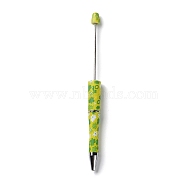 Clover Pattern Plastic Beadable Pens, Ball-Point Pen, for DIY Personalized Pen with Jewelry Bead, Yellow, 150x11.5mm, Pin: 2mm(AJEW-P115-01A)