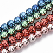 Electroplated Non-magnetic Synthetic Hematite Beads Strands, Round, Mixed Color, 10x9.5mm, Hole: 1.6mm, about  42~43pcs/Strand, 15.94 inch(40.5 cm)(G-S365-015A)