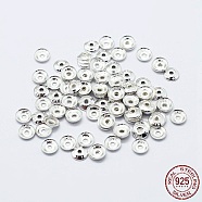 925 Sterling Silver Bead Caps, Apetalous, with 925 Stamp, Silver, 5x1mm, Hole: 0.8mm, about 150pcs/10g(STER-G022-06S-5mm)