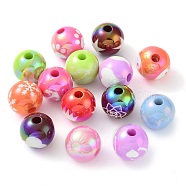 Printed Opaque Acrylic Beads, Round with Yin-yang Pattern, Mixed Color, 15.5x14.5mm, Hole: 4mm(OACR-Z013-28)