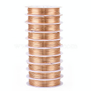 Round Copper Jewelry Wire, Long-Lasting Plated, Light Gold, 20 Gauge, 0.8mm, about 9.84 Feet(3m)/roll(CWIR-Q006-0.8mm-KC)