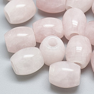 Natural Rose Quartz Beads, Large Hole Beads, Barrel, 17~19x15~16mm, Hole: 5.5mm(X-G-T093-17)