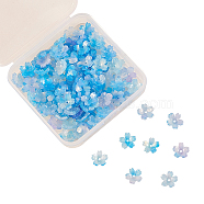 Cellulose Acetate(Resin) Bead Caps, 5-Petal, Sakura, Sky Blue, 10.5x11x4.5mm, Hole: 1mm(RESI-CJ0001-221)