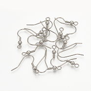 1000Pcs 304 Stainless Steel Earring Hooks, Ear Wire, French Hooks with Coil and Ball, Stainless Steel Color, 20~22x21x3mm, Hole: 2mm, 22 Gauge, Pin: 0.6mm(STAS-TA0002-16)