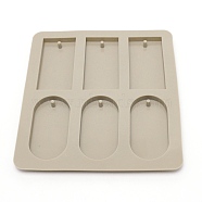 DIY Pendant Silicone Molds, for Resin Casting Molds, Clay Craft Mold Tools, Rectangle & Oval Pattern, Gray, 200x184x10mm, Hole: 4mm, Inner Diameter: 86x44mm and 84.5x43.5mm(DIY-TAC0015-03)