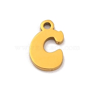 201 Stainless Steel Charms, Laser Cut, Letter Charm, Letter C, 10.5x6.5x1mm, Hole: 1.2mm(STAS-U016-01G-C)