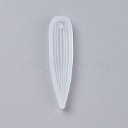 Pendant Silicone Molds, Resin Casting Molds, For UV Resin, Epoxy Resin Jewelry Making, Leaf, White, 38x9.5x3.5mm, Inner Size: 7x34mm(X-DIY-G007-05)