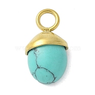 304 Stainless Steel Synthetic Turquoise Pendants, Acorn Charms, Real 18K Gold Plated, 15.5~16x9~9.5x5~6mm, Hole: 3mm(STAS-L277-07G-04)