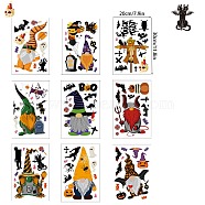 Halloween Theme PVC Window Static Stickers, Rectangle, for Window or Stairway Home Decoration, Gnome, 300x200mm, 9 sheets/set(HAWE-PW0001-067B)