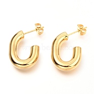 201 Stainless Steel Half Hoop Earrings, Stud Earrings, with 304 Stainless Steel Pin and Ear Nuts, Oval, Golden, 22x16x4.7mm, Pin: 0.8mm(EJEW-C501-16G-A)