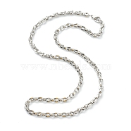 304 Stainless Steel Coffee Bean Chain Necklaces, with Lobster Claw Clasps, Stainless Steel Color, 19.60 inch(49.8cm), 4.5mm(NJEW-I248-15P)