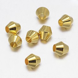 300Pcs Brass Spacer Beads, Bicone, Golden, 4x4mm, Hole: 1mm(KK-FH0003-53)