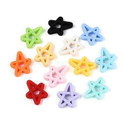 Rubberized Style Opaque Acrylic Beads, Star, Mixed Color, 23x19x5mm, Hole: 2.2mm(OACR-N153-18)