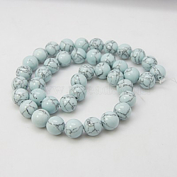 Synthetic Turquoise Beads Strands, Dyed, Round, Light Blue, 8mm, Hole: 1mm, about 50pcs/strand, 15.7 inch(X-TURQ-H038-8mm-XXS20)