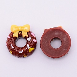 Opaque Resin Cabochons, Imitation Food, Donut, Coconut Brown, 21x20x9mm, Hole: 5.5mm(RESI-CJC0002-08A-07)