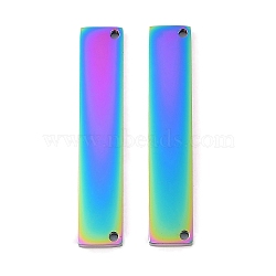 Ion Plating(IP) 304 Stainless Steel Links Connectors, Mirror Polished Finish Stamping Blank Tag, Rectangle, Rainbow Color, 36x7x1.7mm, Hole: 1.4mm(STAS-I311-10A-RC)
