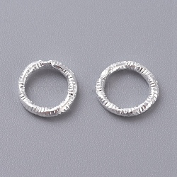 Iron Textured Jump Rings, Soldered Jump Rings, Closed Jump Rings, for Jewelry Making, Silver Color Plated, 18 Gauge, 7.5~8.5x1mm, Inner Diameter: 5.5mm(X-IFIN-D086-01-S)