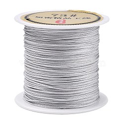 Nylon Chinese Knot Cord, Nylon Jewelry Cord for Jewelry Making, Silver, 0.8mm, 38~40m/Roll(NWIR-C003-01A-27)