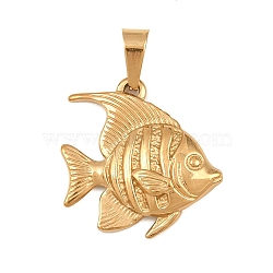 Ion Plating(IP) 304 Stainless Steel Pendants, with 201  Stainless Steel Ice Pick Pinch Bails, Fish Charms, Golden, 18.5x18x3mm, Hole: 6x3mm.(STAS-B141-03F-G)