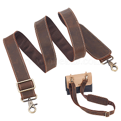 Leather & Nylon Adjustable Bag Straps, with Shoulder Pad & Alloy Swivel Clasps, Coffee, 107.8~150cm(FIND-WH0002-78C)