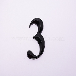 Plastic & PVC Number Sign Labels, Black, Num.3, 3: 49.5x32.5x8mm(KY-WH0023-A03-03)