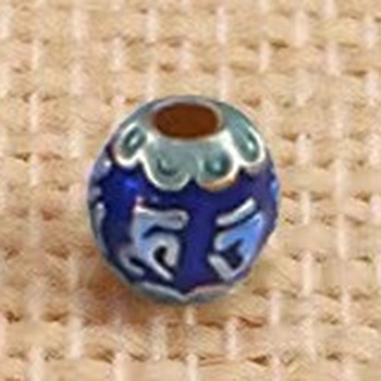 Handmade Cloisonne Beads, Enamel, Round, Blue, 6mm