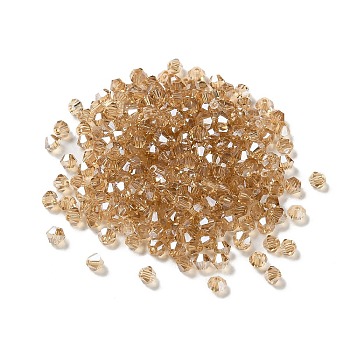 Transparent Glass Beads, Bicone, Wheat, 4x4x3.5mm, Hole: 1mm, 720pcs/bag