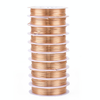 Round Copper Jewelry Wire, Long-Lasting Plated, Light Gold, 20 Gauge, 0.8mm, about 9.84 Feet(3m)/roll