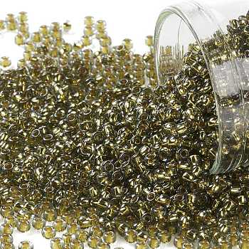 TOHO Round Seed Beads, Japanese Seed Beads, (758) Gold Lined Black Diamond, 11/0, 2.2mm, Hole: 0.8mm, about 1110pcs/bottle, 10g/bottle