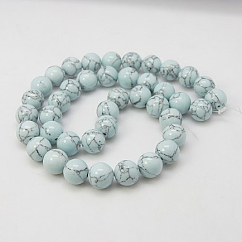 Synthetic Turquoise Beads Strands, Dyed, Round, Light Blue, 8mm, Hole: 1mm, about 50pcs/strand, 15.7 inch