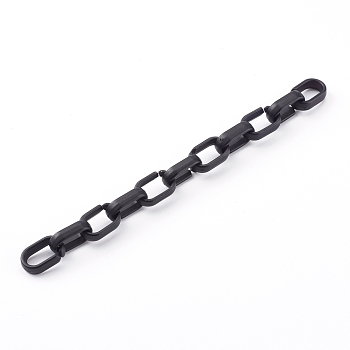 Opaque Spray Painted Acrylic   Linking Cable Chains, Quick Link Chains, Black, 18.5x11.5x5mm, about 39.37 inch(1m)/strand