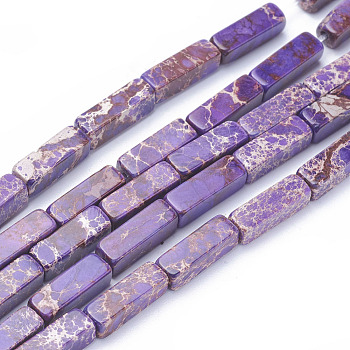 Natural Imperial Jasper Beads Strands, Cuboid, Dyed, Purple, 13~13.5x4.2~4.5x4.2~4.5mm, Hole: 1.2mm, about 30pcs/strand, 15.5 inch~16.1 inch(39.5~41cm)