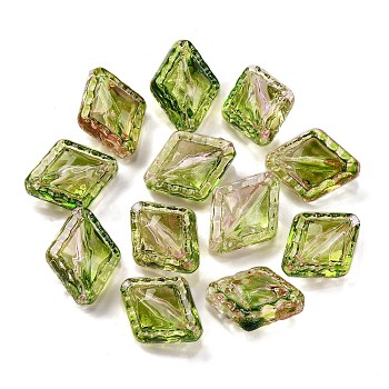 51Pcs Transparent Two Tone Acrylic Beads, Rhombus, Olive Drab, 18.5x14.5x9.5mm, Hole: 1.5mm, about 515pcs/500g