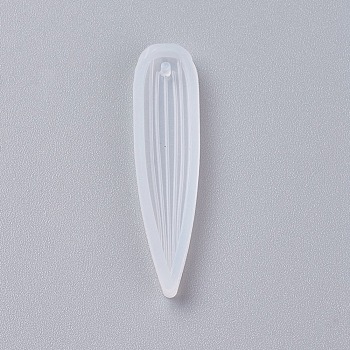 Pendant Silicone Molds, Resin Casting Molds, For UV Resin, Epoxy Resin Jewelry Making, Leaf, White, 38x9.5x3.5mm, Inner Size: 7x34mm