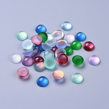 Translucent Resin Cabochons, Half Round/Dome, Mixed Color, 10x4.5mm