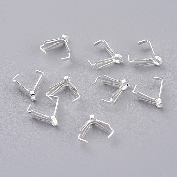 304 Stainless Steel Ice Pick Pinch Bails, Silver, 8x7.5x3mm, Hole: 1.6mm, Pin: 1mm
