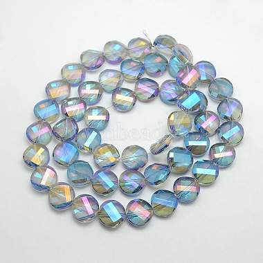 Electroplate Crystal Glass Flat Round Beads Strands(EGLA-F062B-04)-2