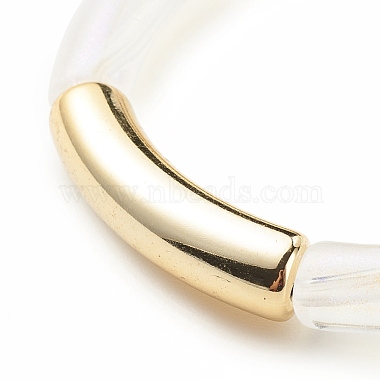 女性のためのアクリル製のカーブチューブ分厚いストレッチ ブレスレット(BJEW-JB08123)-4