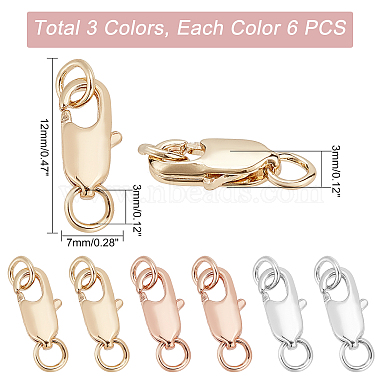 Elite 18Pcs 3 Colors Brass Lobster Claw Clasps(KK-PH0002-99)-5