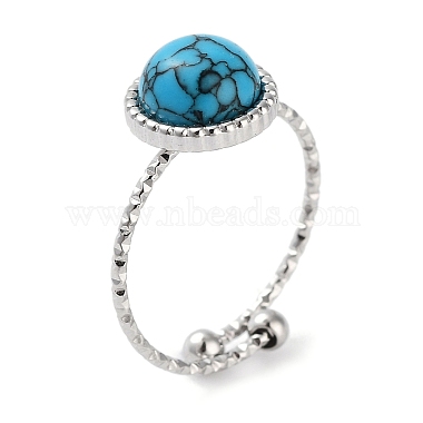 Flat Round Synthetic Turquoise Finger Rings