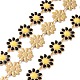 304 cadena de eslabones de flor de margarita de acero inoxidable con esmalte(AJEW-J035-03G-12)-1