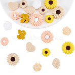 22Pcs 11 Colors Silicone Beads, Focal Beads, Mixed Shapes, Mixed Color, 19.5x7.5mm, Hole: 2mm(SIL-WR0001-07)